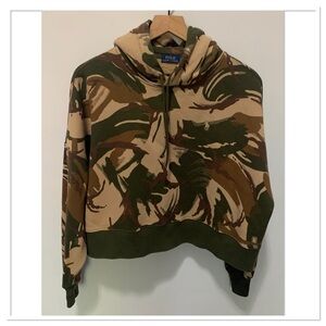 Polo Ralph Lauren British Camo Hoodie Sweatshirt Oversized Fleece Size Small